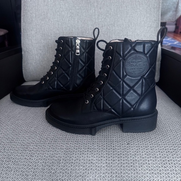 COACH Leather Women’s Combat Boots Black Size 8 - Picture 6 of 10
